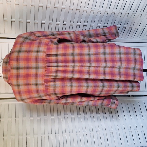 Pilcro long sleeve buttons down plaid burnt orange and brown woman shirt size M - Picture 3 of 6